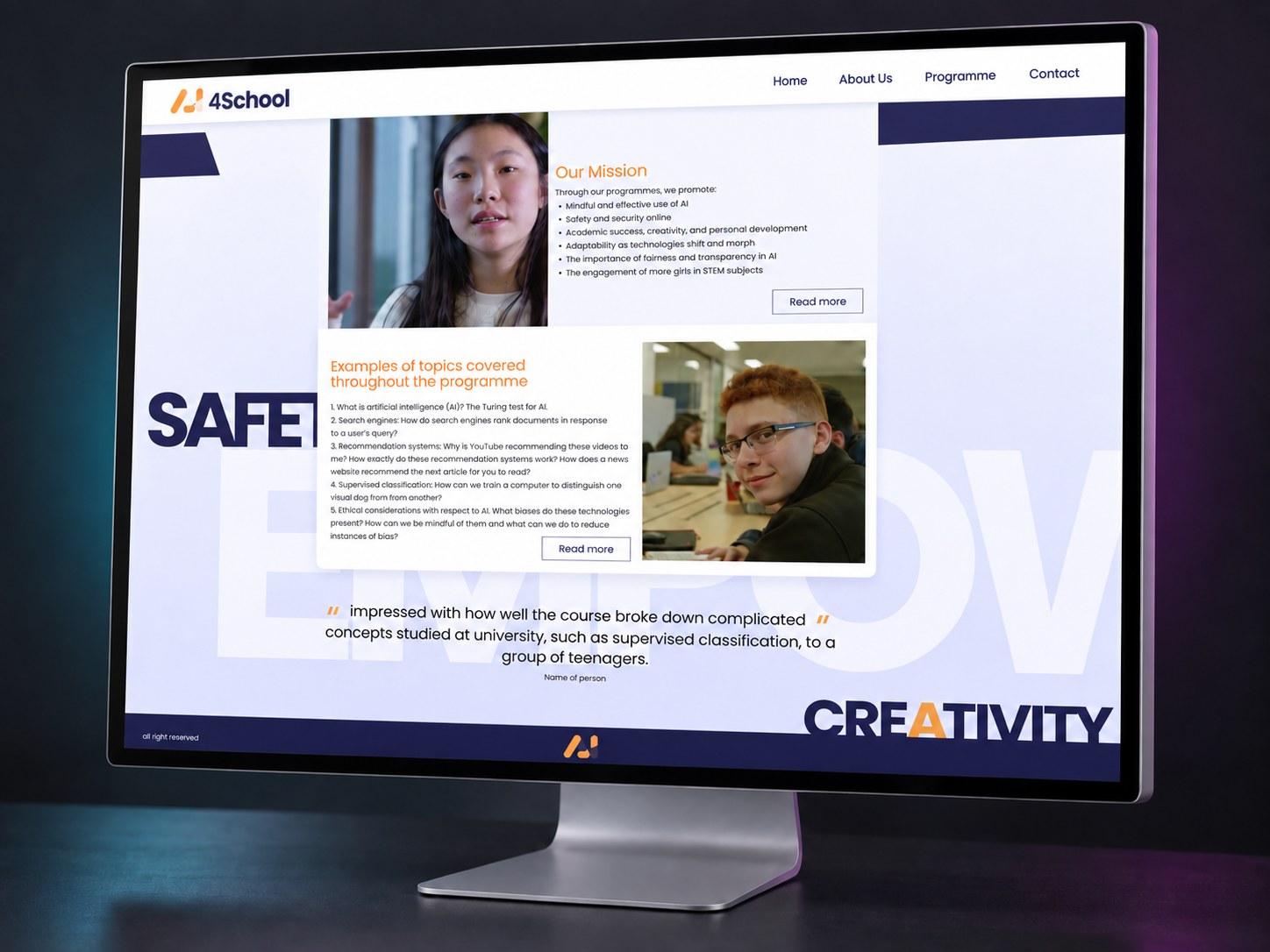 Website, homepage and sign-up