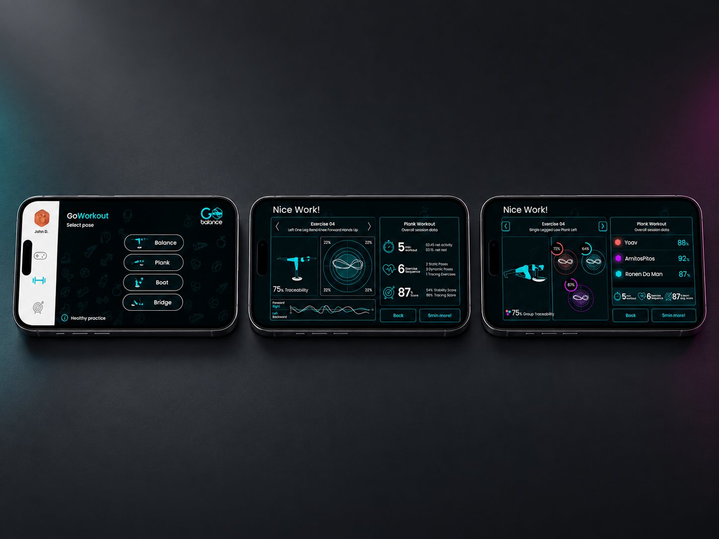 Pose select and session data, solo and group