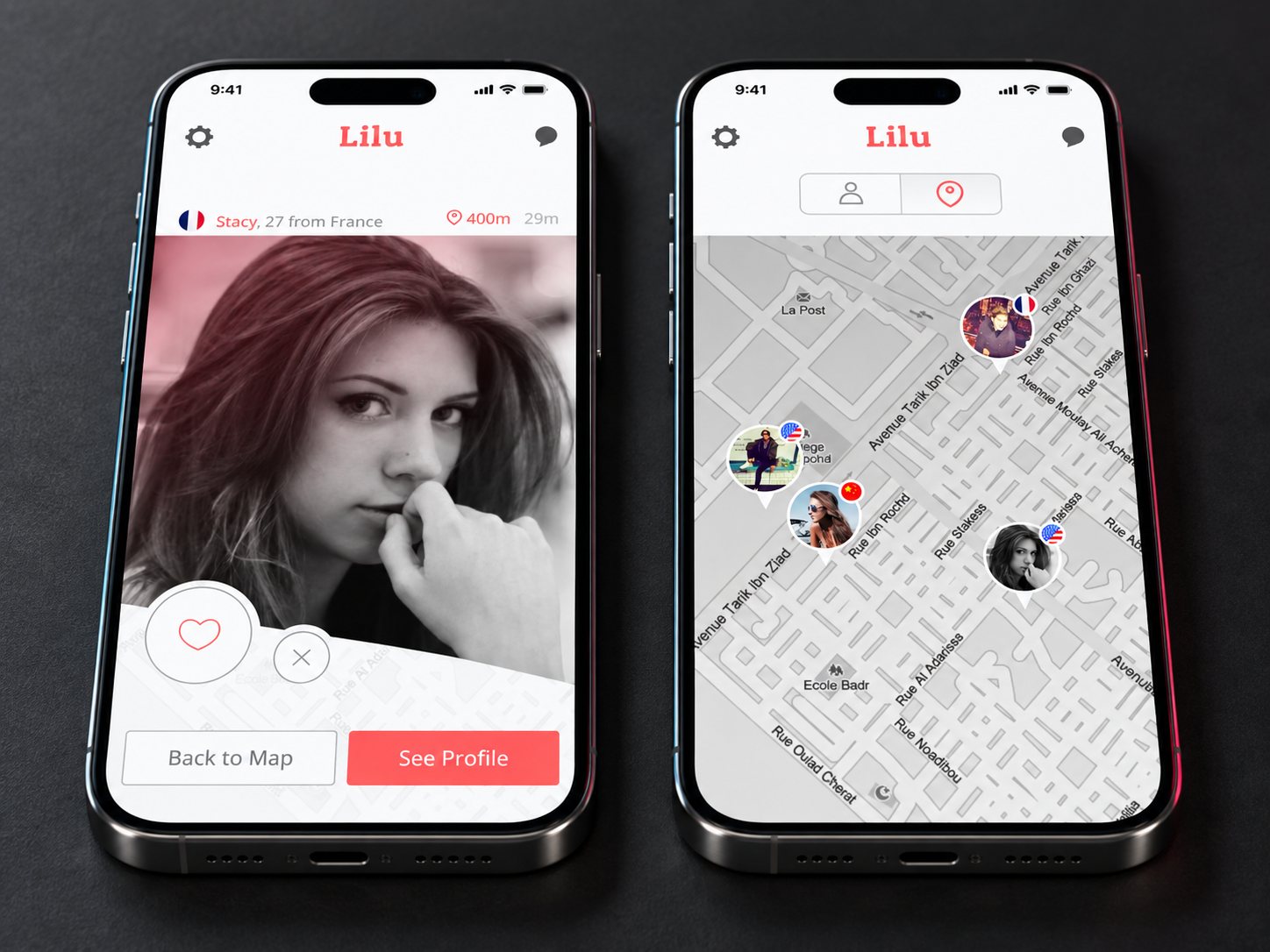Profile card and the live map