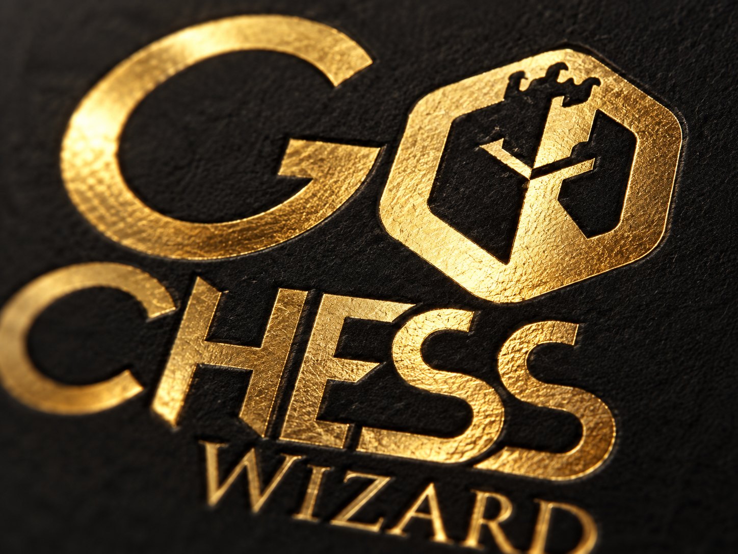 GoChess Wizard wordmark, gold foil