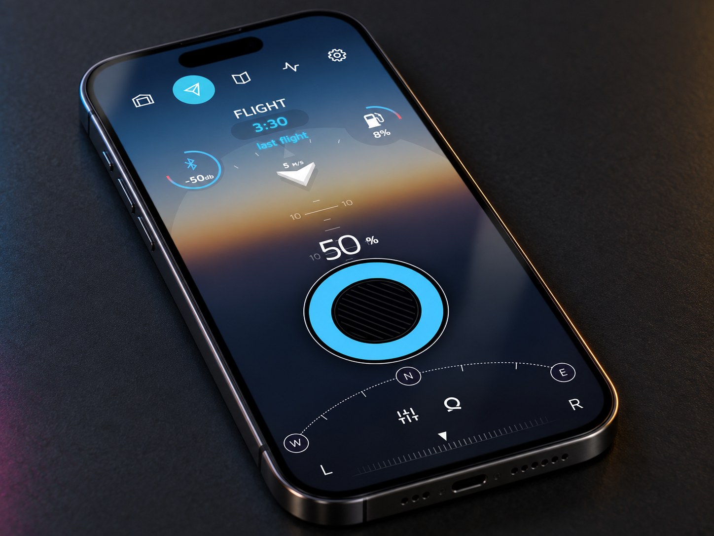 Flight HUD, throttle ring and corner telemetry